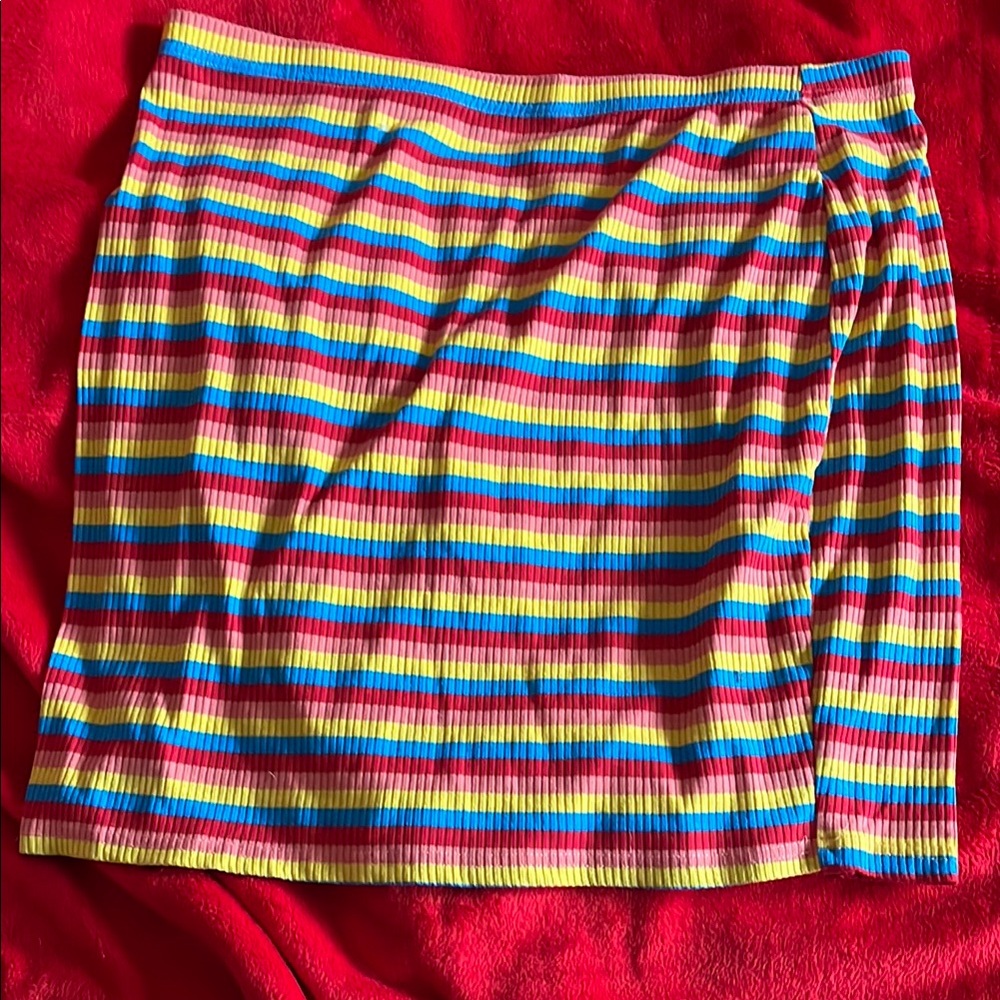 SHEIN Blue Red Ruched Wrap Mini Skirt